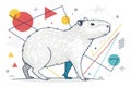 an abstract, minimalist capybara using continuous line art. The capybara is stylized and simplified to the most basic forms, with Royalty Free Stock Photo