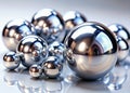 Abstract Minimalist Chrome Spheres A Study in Reflective Surfaces on a Clean White Background Ideal for Modern Design Royalty Free Stock Photo