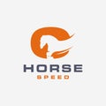 Abstract minimalist fast horse logo icon vector template