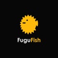 Abstract minimalist fugu fish logo icon vector template