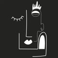 Abstract minimalist human face. Vector. Black background.