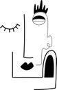 Abstract minimalist human face. Vector illustration. One line drawing.