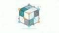 Abstract Geometric Network Cube with Glowing Nodes Royalty Free Stock Photo
