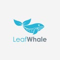 Abstract minimalist leaf and whale fish logo icon vector template