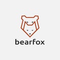 Abstract minimalist line art geometric bear and fox logo icon vector template Royalty Free Stock Photo