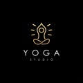 Abstract Minimalist meditation yoga pose logo icon vector template Royalty Free Stock Photo