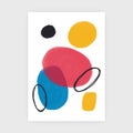 Abstract minimalist poster. Watercolor contemporary print, simple geometric shapes circles background. Vector artwork design