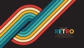 Abstract minimalist retro background with rounded stripe elements. Retro background lines 70s. Rainbow line wallpaper. Vector Royalty Free Stock Photo