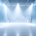 Abstract Minimalist White Stage with Spotlight in Empty Room Background Royalty Free Stock Photo