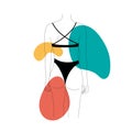 Abstract minimalist woman body. Fashion art of line model character, female figure in lingerie. Vector illustration