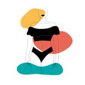 Abstract minimalist woman body. Line model character, fashion female figure in lingerie. Vector art illustration