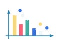 Abstract minimalistic bar chart graph with colorful bars and geometric figures. Simple business growth chart design Royalty Free Stock Photo