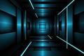 Abstract minimalistic blue futuristic corridor background. Royalty Free Stock Photo