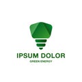 Abstract and minimalistic green light bulb icon. Pure green energy logo idea for branding and corporate identity.