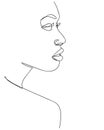 Abstract minimalistic linear sketch. Woman face.