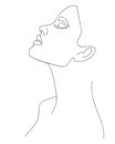 Abstract minimalistic linear sketch. Woman face. Royalty Free Stock Photo