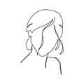 Abstract minimalistic linear sketch. Woman's face. Vector hand drawn illustration Royalty Free Stock Photo