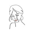 Abstract minimalistic linear sketch. Woman's face. Vector hand drawn illustration Royalty Free Stock Photo
