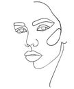 Abstract minimalistic linear sketch. Woman`s face. Royalty Free Stock Photo