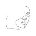 Abstract minimalistic linear sketch. Woman`s face.