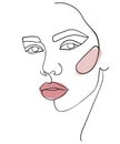 Abstract minimalistic linear sketch. Woman`s face. Royalty Free Stock Photo
