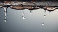 Abstract minimalistic rain drops, water beads on edge ready to drip down - generative AI