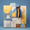 Abstract Minimalistic Shelving Unit With Colorful Objects Royalty Free Stock Photo