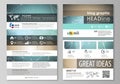 The abstract minimalistic vector illustration of the editable layout of two modern blog graphic pages mockup design