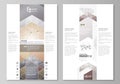 The abstract minimalistic vector illustration of the editable layout of two modern blog graphic pages mockup design