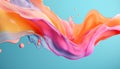 Abstract minimalistic wallpaper with splashing wave of paint in bright colors. Viscous liquid