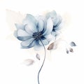 Abstract minimalistic watercolor flower, isolated on white background.