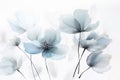 Abstract minimalistic watercolor flowers, delicate botanical floral background