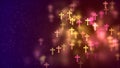 Abstract Miracle Red Yellow Colorful Blurry Focus Flying Cross Jesus Christianity Symbol Bokeh Lights On Right Side