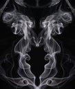 Abstract mirror white smoke in black