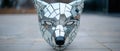 abstract mirrored animal face sculpture