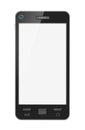 Abstract mobile phone with blank screen. Isolated. My design. Royalty Free Stock Photo