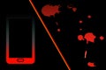 Abstract mobile phone with red abstract drops on black background Royalty Free Stock Photo