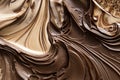 An abstract mocha mousse surface with bold rippled textures and smooth coffee and cocoa tones. Ai ganerated