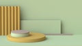Abstract mock up with stripped rectangle and asymmetric podium 3D Royalty Free Stock Photo