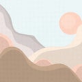 Abstract modern aesthetic landscape set with sunrise. Earth tones, pastel tones. vector illustration