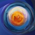 Modern art geometric swirl background - royal blue orange colored Royalty Free Stock Photo