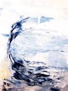 Abstract Art Painting sea. Modern art. Contemporary art Royalty Free Stock Photo