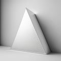 Abstract modern background, glittering silver triangle, with a pointed top and curved sides. AI generation