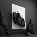 Abstract modern background, jagged, black stone embedded in the side of a mountain AI generation