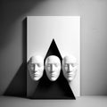 Abstract modern background, triangular prism with three faces. AI generation