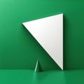 Abstract modern background, vibrant green triangle, with a pointed top and curved sides. AI generation