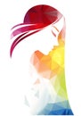 Abstract modern background with woman face.