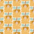 Abstract modern bohemian organic flower seamless pattern