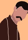 Abstract modern brutal man with mustache portrait silhouette