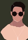 Abstract modern brutal man with sunglasses portrait silhouette